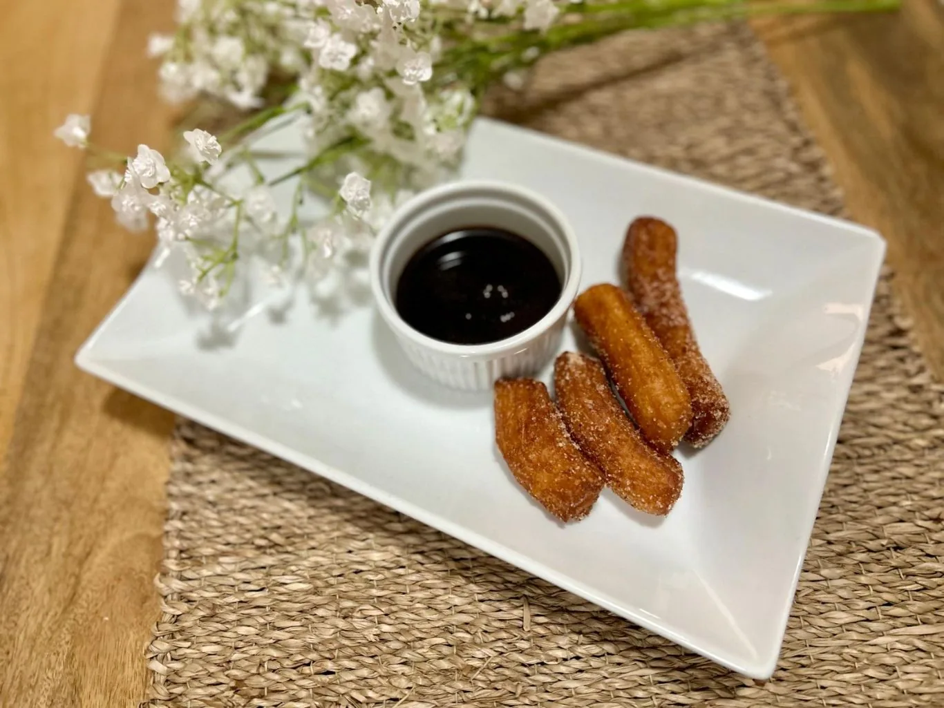 Churros with chocolate sauce