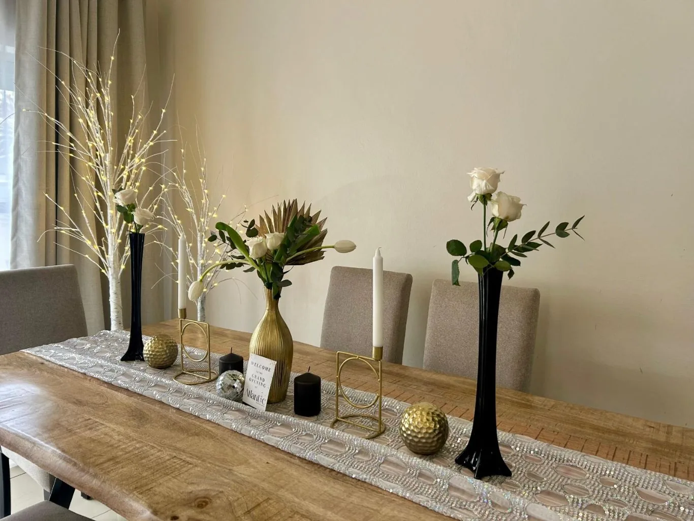 The long table under the gallery wall